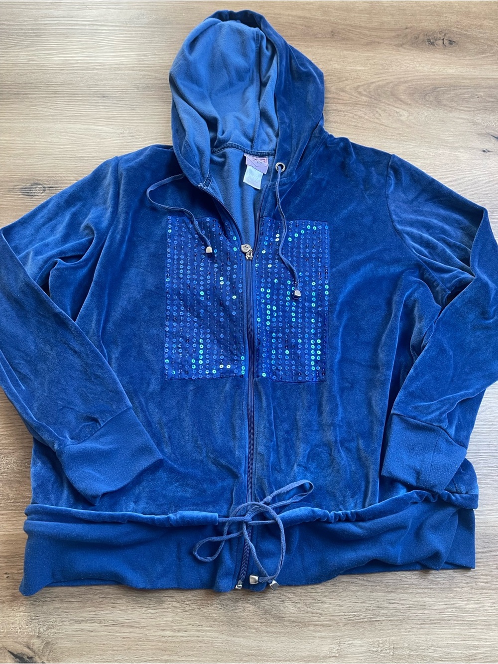 City Hearts Blue Velour Sequin Hoodie